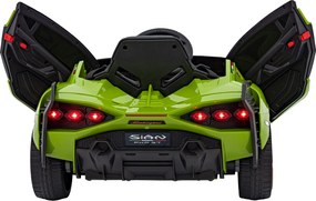 Ramiz Lamborghini SIAN batéria pre deti Zelená + diaľkové ovládanie + EVA + pomalý štart + LED Audio