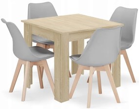 Jedálenský štvorcový stôl dub sonoma so štyrmi stoličkami MARK sivé / hnedé