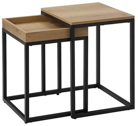 Sada 2× odkladacích stolíkov ELDUR hnedá/čierna