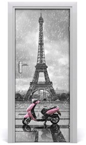 Fototapeta samolepiace dvere Eiffelova veža skutr 75x205 cm