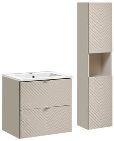 Kúpeľňová zostava Viva Cashmere I s doskou, zápustným umývadlom a skrinkami 60 cm kašmírová
