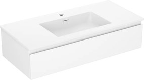 Mexen Orio, kúpeľňová skrinka 100 cm s umývadlom Otis, 1 zásuvka, biela matná, 91A10-10023-1-BF01-W18M01