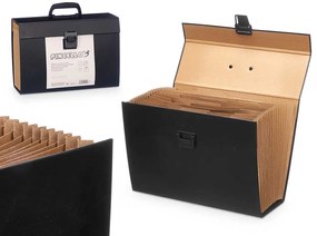 Zložka, organizér na dokumenty – kufrík, 19 priehradiek, čierny, KRAFT
