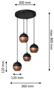 LED Luster na lanku MIDWAY 4xGU10/4,8W/230V čierna/medená