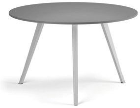 Konferenčný stôl PRIMO ZEN, priemer 120 cm, biela podnož, grafit