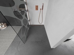 Mexen Kioto L, sprchová zástena Walk-In 70 x 200 cm, 8mm číre sklo biely vzor, medený matný profil, 800-070-103-65-85
