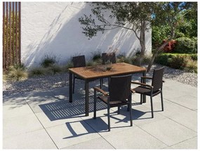Livarno home Hliníkový záhradný stôl Valencia, 150 x 90 cm, hnedý/čierny + Záhradná stolička Valencia, 4 kusy  (800008288)