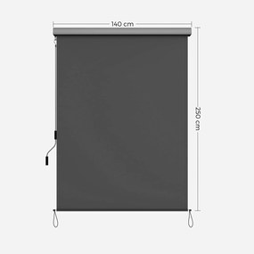 Zvislá markíza pre exteriér vodotesná 1,4 m x 2,5 m, šedá