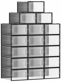 Úložný box Bill, sada 18ks, 23x14x33 cm, čierna