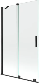 Mexen Velar, 2-krídlová posuvná vaňová zástena 110 x 150 cm, 8mm číre sklo, čierna matná, 896-110-000-01-70