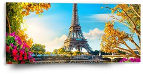 Sablio Obraz Paríž Eiffelova veža Flowers - 110x50 cm