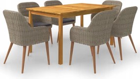 vidaXL 7-dielna záhradná jedálenská súprava hnedá