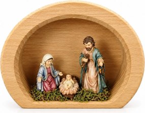 AMADEA Drevený betlehem v tvare pologule s figúrkami, masívne drevo, 17 x 13 x 4,5 cm, český výrobok