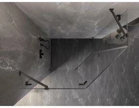 Mexen Lunar, päťuholníkový sprchový kút naklápací doľava 90 x 80 cm, 8mm číre sklo, profil grafit brúsený, 831-090L-080P-66-00-L