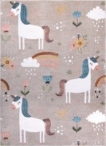 Dywany Łuszczów, AKCIA: 240x330 cm Detský kusový koberec Fun Unicorn with rainbow beige, béžová, detská izba