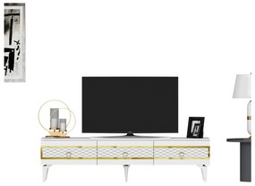 TV stolík/skrinka Vadiki 2 (biela + zlatá) . Vlastná spoľahlivá doprava až k Vám domov. 1095403