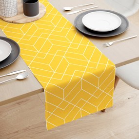 Goldea behúň na stôl 100% bavlnené plátno - mozaika na žltom 20x140 cm