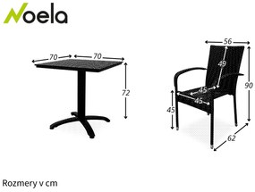 Noela Balkónový set Ristorante + 2x ratanová stolička Paris