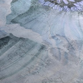 Obraz - Kvetinová freska na tehlovej stene (s hodinami) (90x30 cm)