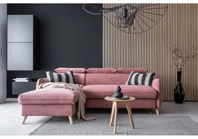 Svetloružová zamatová rozkladacia rohová pohovka (ľavý roh) Sweet Harmony – Miuform