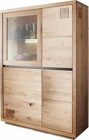 Sekretár z masívu s 3 plnými a 1 presklenými dvierkami, 103x40x148 cm