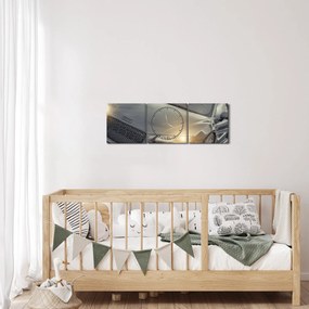 Obraz auta Audi - sivé (s hodinami) (90x30 cm)