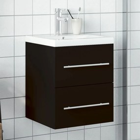 Kúpeľňová umývadlová skrinka so zabudovaným umývadlom čierna 3278756