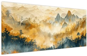 Obraz - Pohorie, akvarel (120x50 cm)