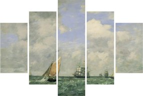 Obraz - Eugène Boudin, Ships and Sailing Boats Leaving Le Havre, reprodukcia (150x105 cm)