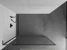 Mexen Kioto L, sprchová zástena Walk-In 60 x 200 cm, 8mm číre sklo čierny vzor, grafitový profil, 800-060-103-95-70