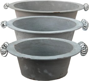 3ks sivá plechová misa/lavór - Ø 36*11 / Ø 30*10 / Ø 24*9 cm