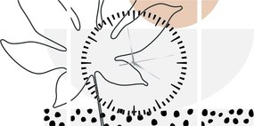 Obraz - Line art kvety N⁰3 (s hodinami) (90x30 cm)