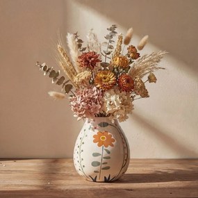 Krémová ručne maľovaná váza z kameniny (výška 17 cm) Taza – Bloomingville