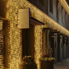 DECOLED LED světelná záclona, 1x8 m, teple bílá s Flash efektem, 700 diod, IP67