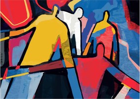 Obraz - Abstrakcia mužov (70x50 cm)