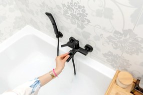 Laveo Pinar, nástenná vaňová batéria bez sprchovej súpravy 150mm, čierna matná, LAV-BAW_710D