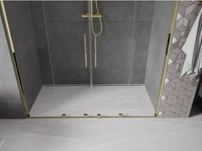 Mexen Velar L Duo, posuvné sprchové dvere do otvoru 200 cm, 8mm číre sklo, zlatá lesklá, 871-200-003-02-50