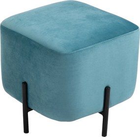 HOMCOM Potištený Velúrový Taburet, Odpočívadlo, Polyester, Oceľ, Pena, Tyrkysová 44,5 x 44,5 x 41,5 cm | Aosom