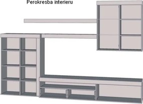 Obývacia stena Zumba, dub pieskový/biela