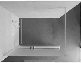 Mexen Kioto+, sprchová zástena Walk-In s poličkou a vešiakom 80 x 200 cm, 8mm sklo námraza, biely profil, 800-080-121-20-30