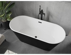 Mexen Flavia, voľne stojaca vaňa 150 x 75 cm, biela-čierna, čierny matný prepad, 54031507575-70