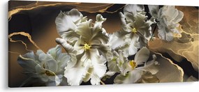 Obraz - Kvety orchideí na mramorovom pozadí (120x50 cm)