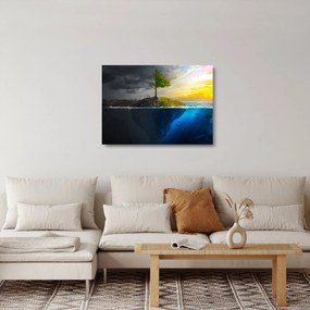Sklenený obraz znázorňujúci dve strany (70x50 cm)