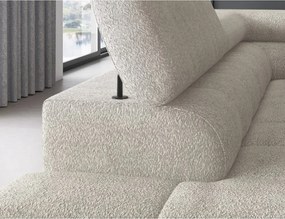 Krémovobiela rozkladacia/s úložným priestorom rohová pohovka z textílie buklé (ľavý roh/do L) Ferucce – ELTAP