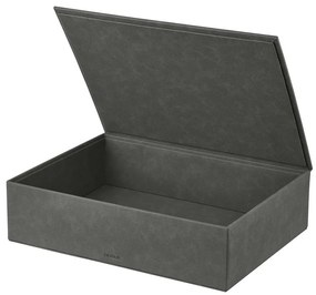 Antracitové úložné boxy v súprave 2 ks s vekom/dekoratívne z umelej kože 40x30x11 cm Sahla – Blomus