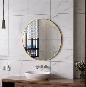 Erga Round, okrúhle zrkadlo 90cm, zlatý rám, ERG-V01-ROUND-9090-GD