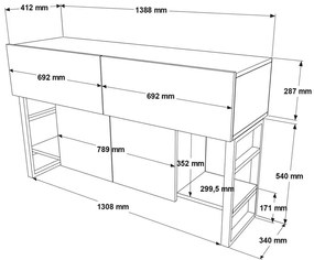 Odkladací stolík so skrinkou Miam Atlantic Pine
