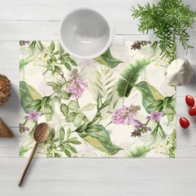 Biante Zamatové prestieranie na stôl Tamara TMR-035 Fialové zvončeky s listami na bielom 30x40 cm