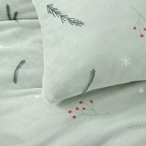 Goldea vianočná mikroplyšová obliečka na vankúš deluxe - zimná príroda na šalviovom 40 x 40 cm