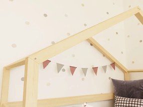 Béžová detská posteľ domček LUCKY s dvoma zábranami 90x200 cm